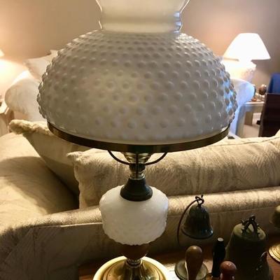 Milk glass lamp $35
2 available