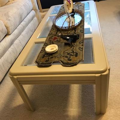 Coffee table with beveled glass $65
53 X 24 X 15