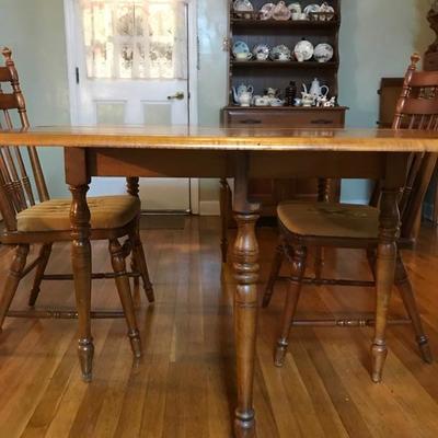 Maple gate leg/drop leaf dining table with pads $245
with extra leaf 85 X 42 X 29