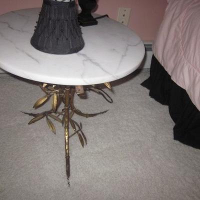 Mid-Century Wheat Table with Marble Top 