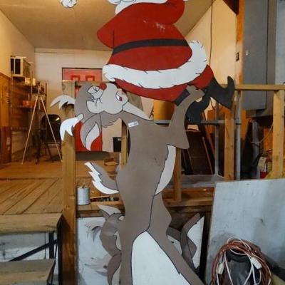 Large wood cut out Reindeer & Santa