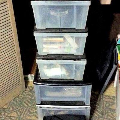 HMT169 Plastic Storage Cabinets Filled with Office Supplies