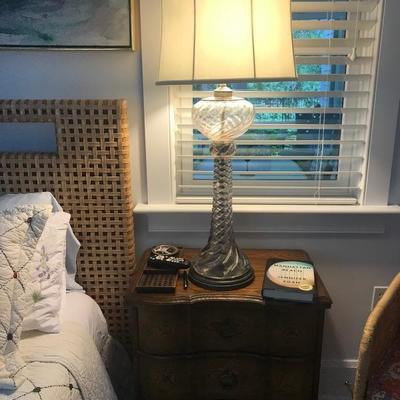 Large glass lamps and night stand