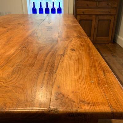 Antique Farm Table with Barrel Back Chairs 