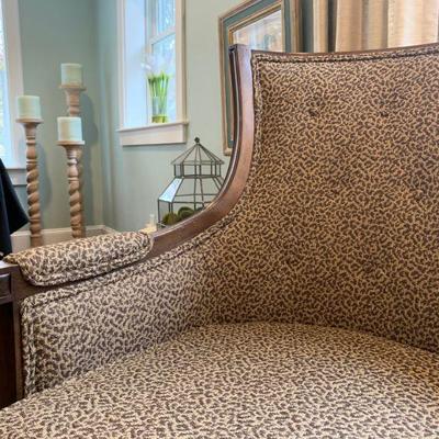 Vintage Carved Arm Armchairs in Wild Leopard Print 