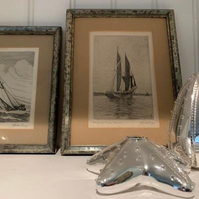 Blue Nose and Norwegian Timer Schooner, Signed Etchings