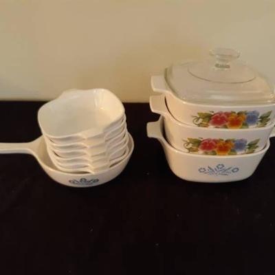 Corning Ware Small Bowls and Large Casseroles