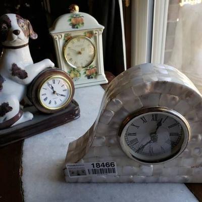 Mother of Pearl, Dog, Floral Clocks