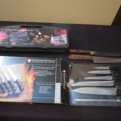 Two Knife Sets, Lighted BBQ Tool Set, Two Extra Kn ...