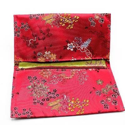 Set of 3 Asian Print Silk Wallet Carrying Bags..