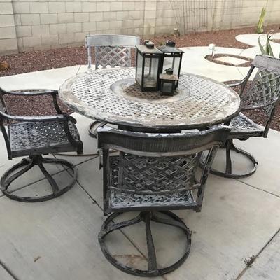 Solid Metal Patio Set with 4 Chairs