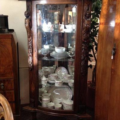 Carved Victorian corner cupboard