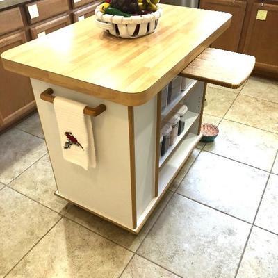 Rolling Kitchen Island w/pullout bamboo cutting board - $150 - (40W  26L  35H) 