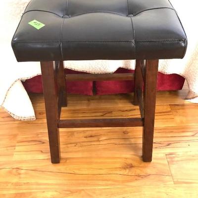 Low Tufted Vinyl and Wood Bar Stool