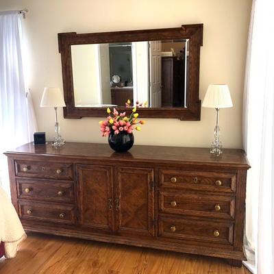 Walnut Stain Century Furniture Dresser - $350  (Buy mirror and dresser for $400--save $25) - (78W  19D  31H)
