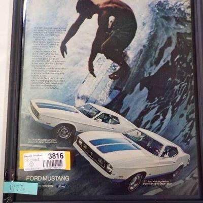Framed 1972 Ford Mustang Ad - 8x10