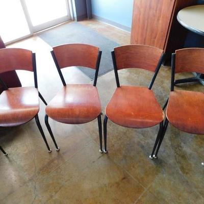 4 Dining Height Wood Chairs with Metal Frame