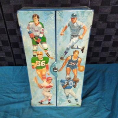 Vintage Sports Card Holder with Cards