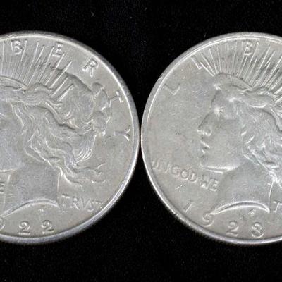 1923-D and 1922-S Silver Peace Dollars