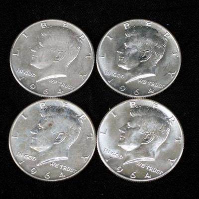 Lot of 4 Kennedy Half Dollars 90% Silver