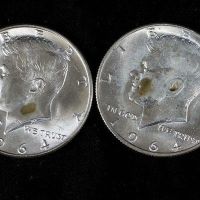 Lot of 2 Kennedy Half Dollars 90% Silver