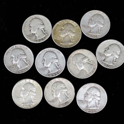 Lot of 10 Nice Washington Quarters