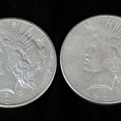 1923-S and 1922-S Silver Peace Dollars