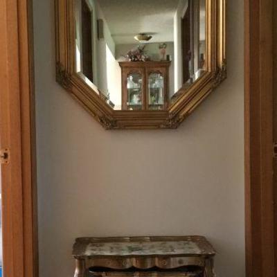 Vintage Italian Florentine Nesting Tables, Beveled Mirror.