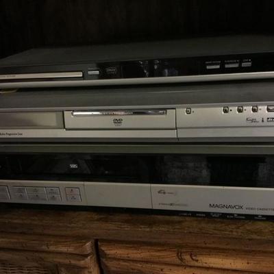 Electronics: Magnavox VHS and Video Cassette Recorder, JVC DVD Video Recorder, Phillips DVD Player.