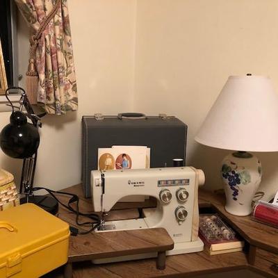 Viking Sewing Machine, Notions, Lamps, Sewing Table