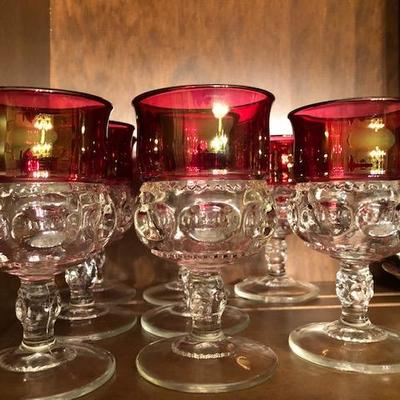 Indiana Kings Crown Ruby Flash Water/Wine Goblet