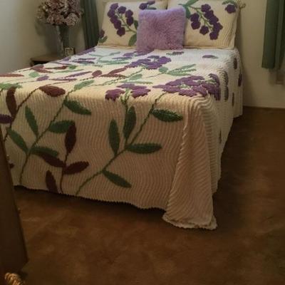 Chenille Bedspread, Shams and throw pillow