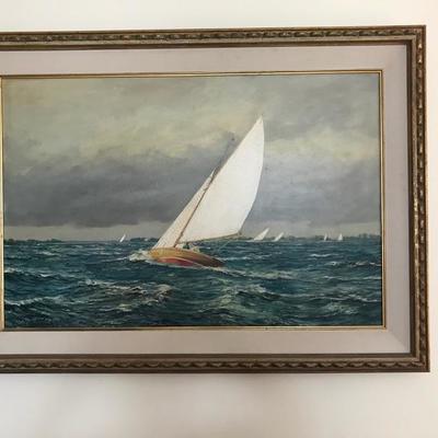 M G Freidrich oil painting Sailing ca. 19th century $1,600