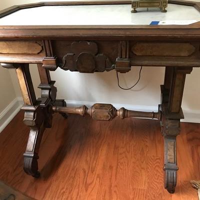 Antique picture frame table with marble $220
36 X 21 3/4 X 29