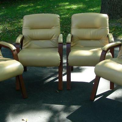 Set of Wood & Upholstered Chairs