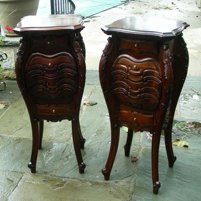 Pair Hand Carved Side Tables