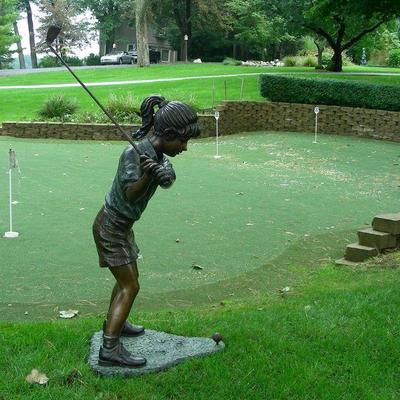 Bronze Sculpture of Young Girl Golfer