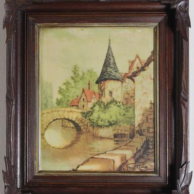 Antique Adirondack Walnut Framed vintage print (8x10) frame 12â€ x 14â€ overall