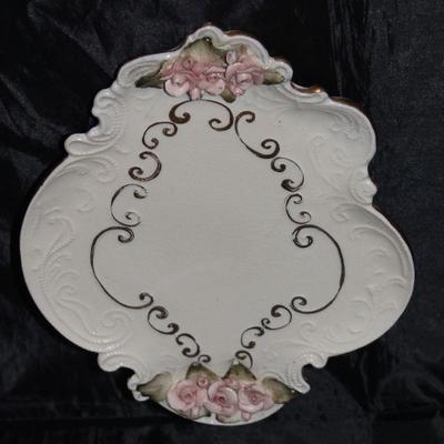 Applied pink roses Dresser Tray 10” x 8”
