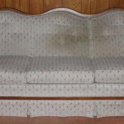 Wood Frame 3-Cushion Tulip Print upholstered sofa