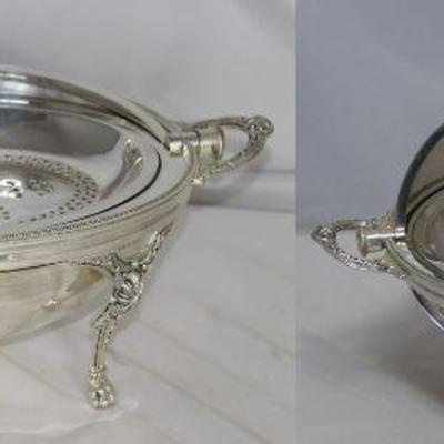 Victorian RARE English silverplate breakfast server/warmer with revolving dome Lid 14” w/handles L x 8 1/2” W x 8” H