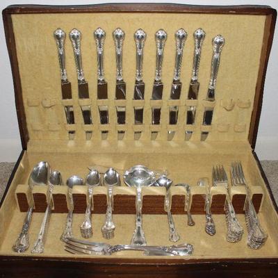 â€œChantillyâ€ by Gorham Sterling Silver Flatware c.1950: 8 Dinner knives, 1 French Knife, 8 Dinner Forks, 10 Salad Forks, 19 teaspoons,...