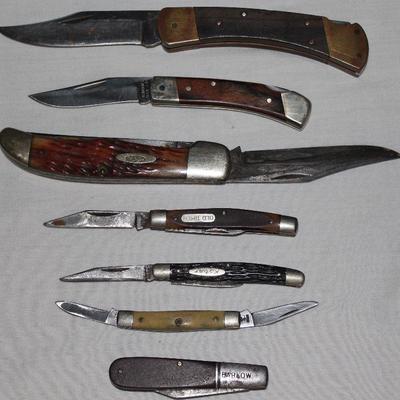 Collection of knives:  Case, Buck, Schrade, Barlow, etc.
