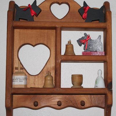 Small Natural Wood Cottage Craft What-not Pegged Shelf.