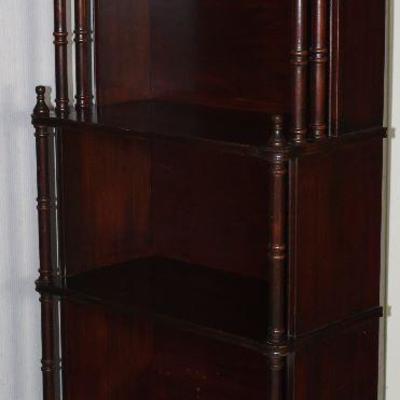 Vintage mahogany turned column whatnot/bookcase 22 1/2” W x 11” D x 49” H