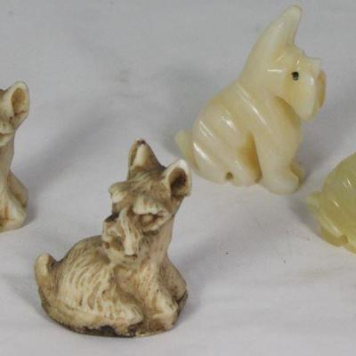 Resin (2) and carved Onyx (2) Scottie Dog Figurines