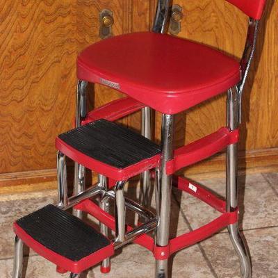 Cosco Chrome and Red Kitchen Step Stool