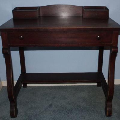 Antique mahogany empire style writing desk 35” W x 21” D x 29” H