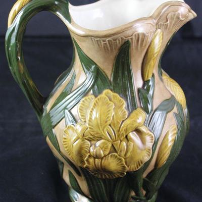 Ceramic Yellow Iris Pitcher