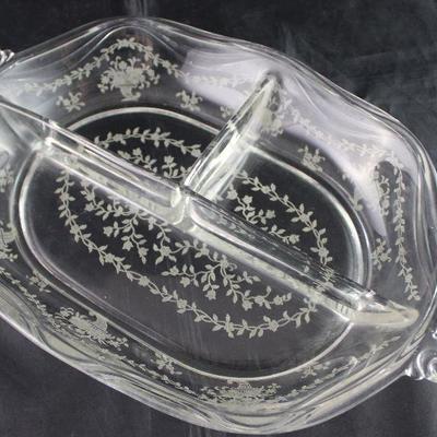 Elegant glass of the Depression era 1938-1954 Fostoria “Mayflower” 3 part relish dish 12 3/4” x 7 3/4”